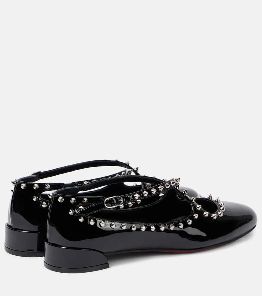 Christian Louboutin Pilouta Jane spiked patent leather ballet flats