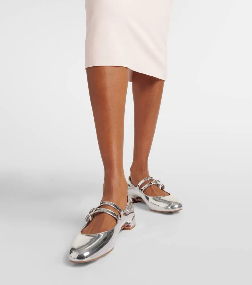 Christian Louboutin Sweet Jane metallic leather Mary Jane flats