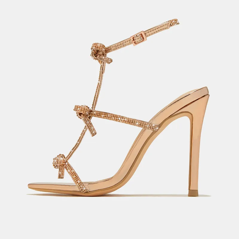 Clarkia Rhinestone Bow-knot Sandals
