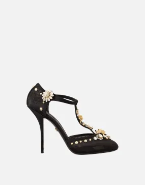Crystal Embellished T-strap Pumps