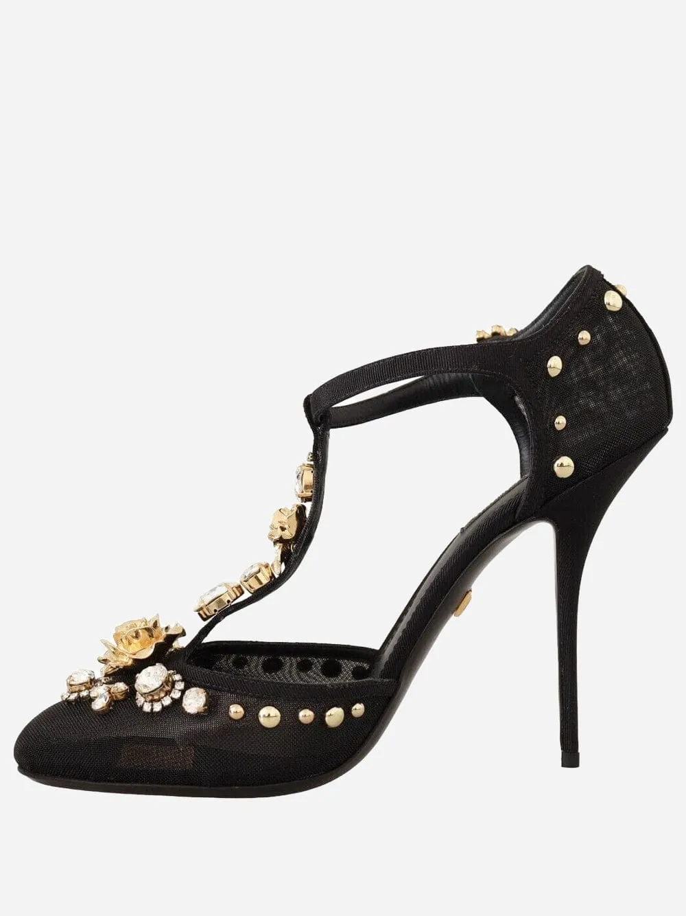 Crystal Embellished T-strap Pumps