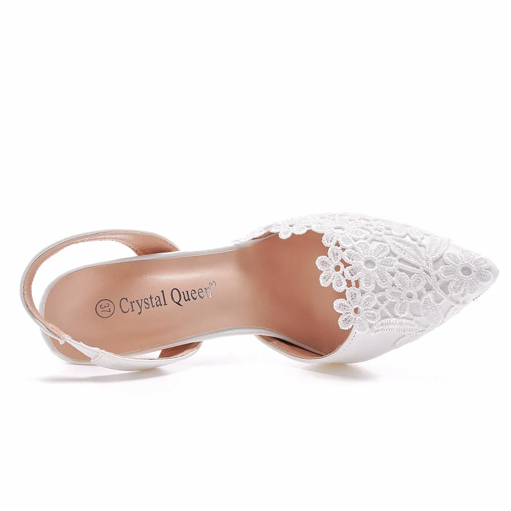 Crystal Lace Ankle Strap Heels