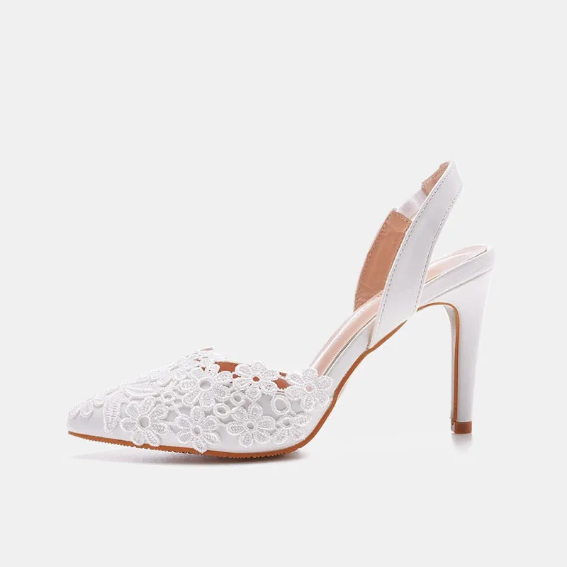 Crystal Lace Ankle Strap Heels