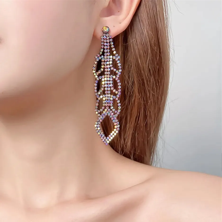 Crystal Rhinestone Long Drop Earrings