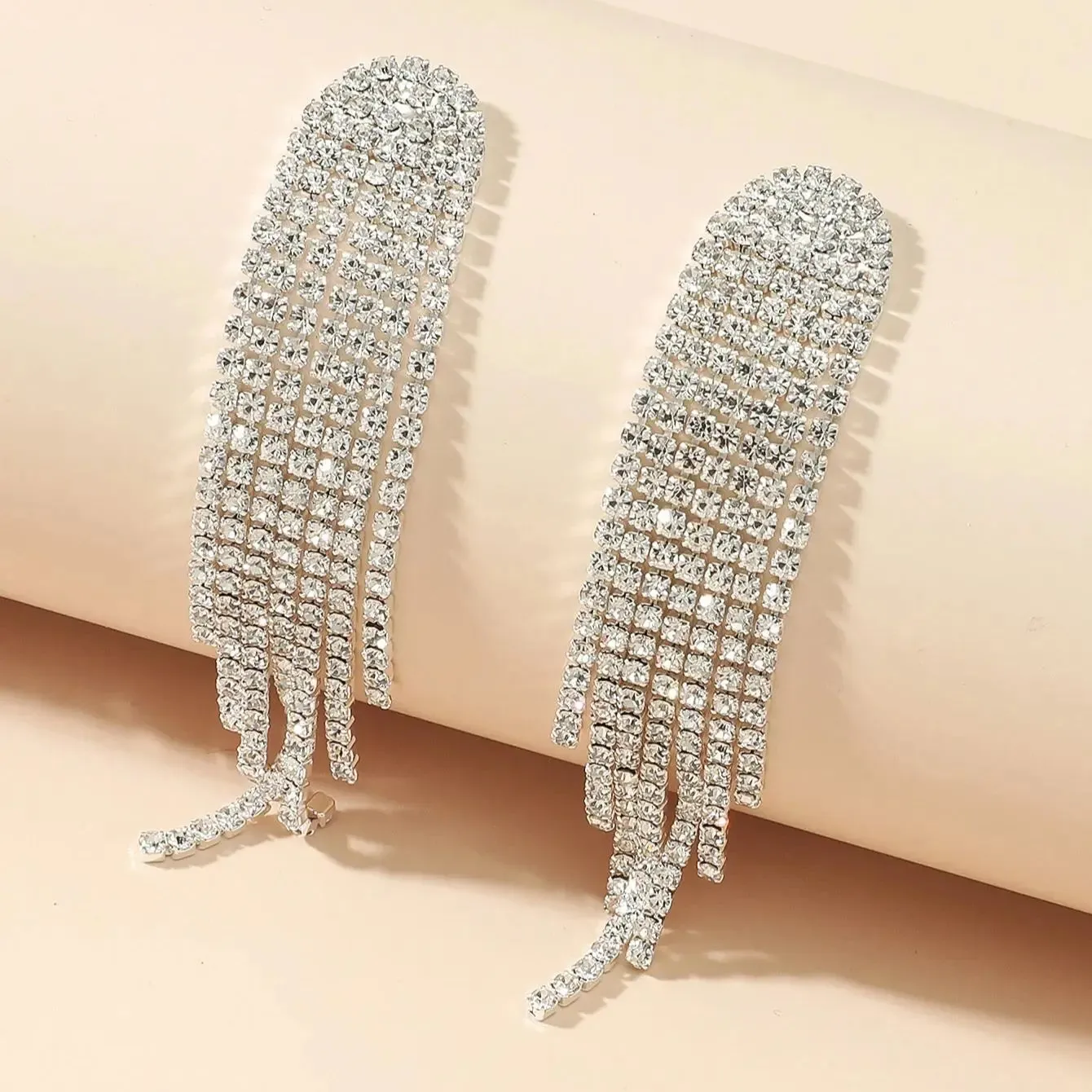 Crystal Rhinestone Long Drop Earrings