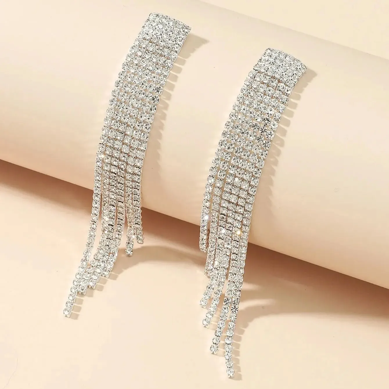 Crystal Rhinestone Long Drop Earrings