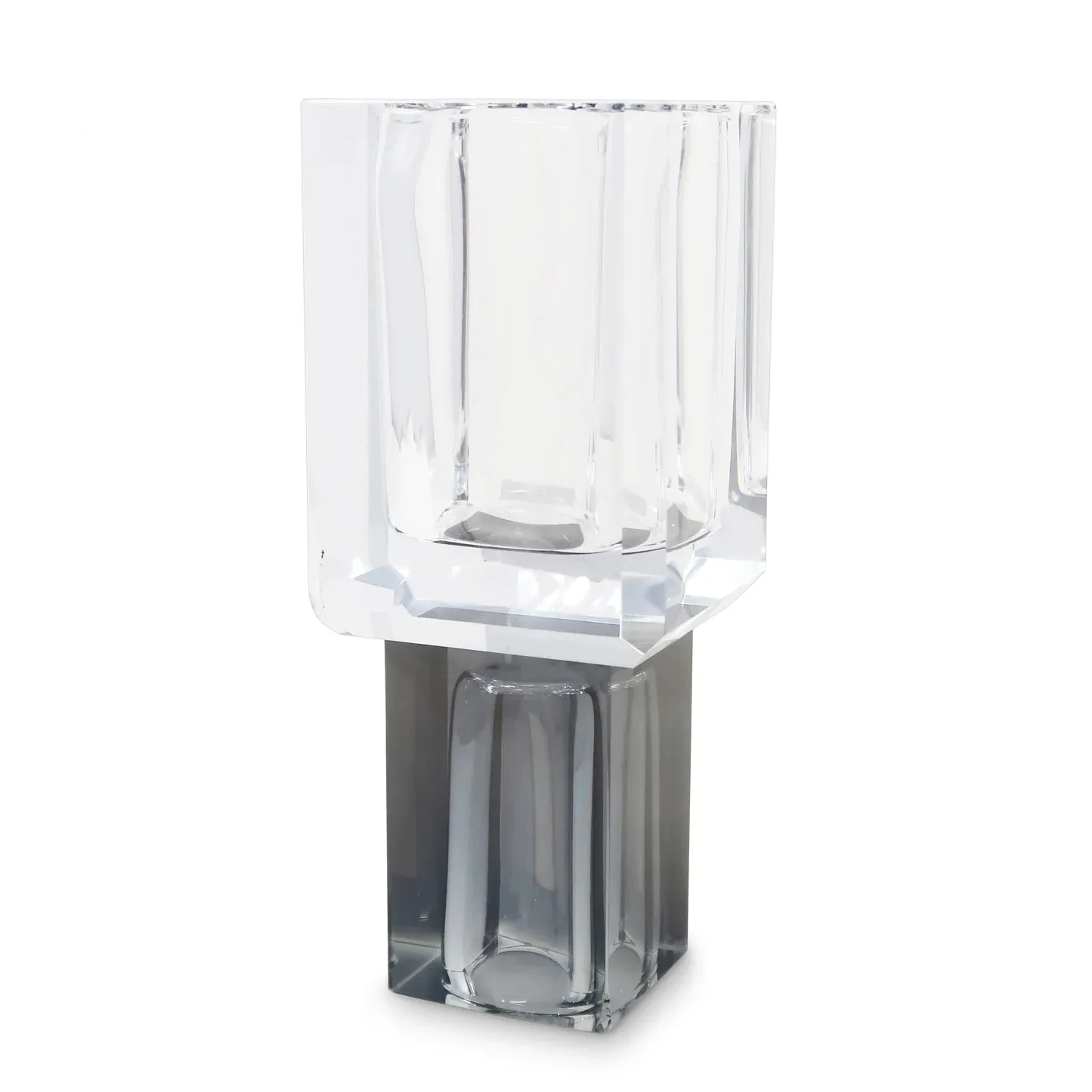Crystal Square Vase With Colored Base-Large