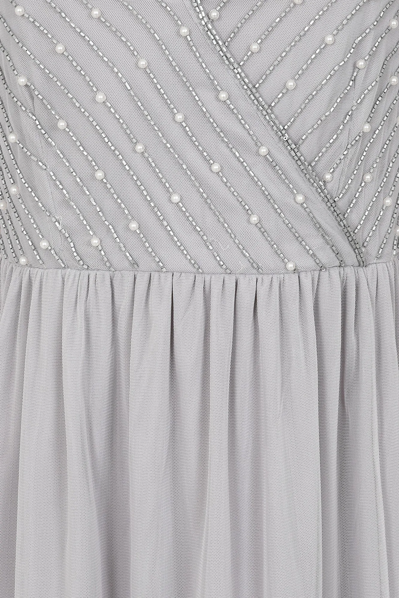 Denise Grey Cold Shoulder Embellished Maxi Dress