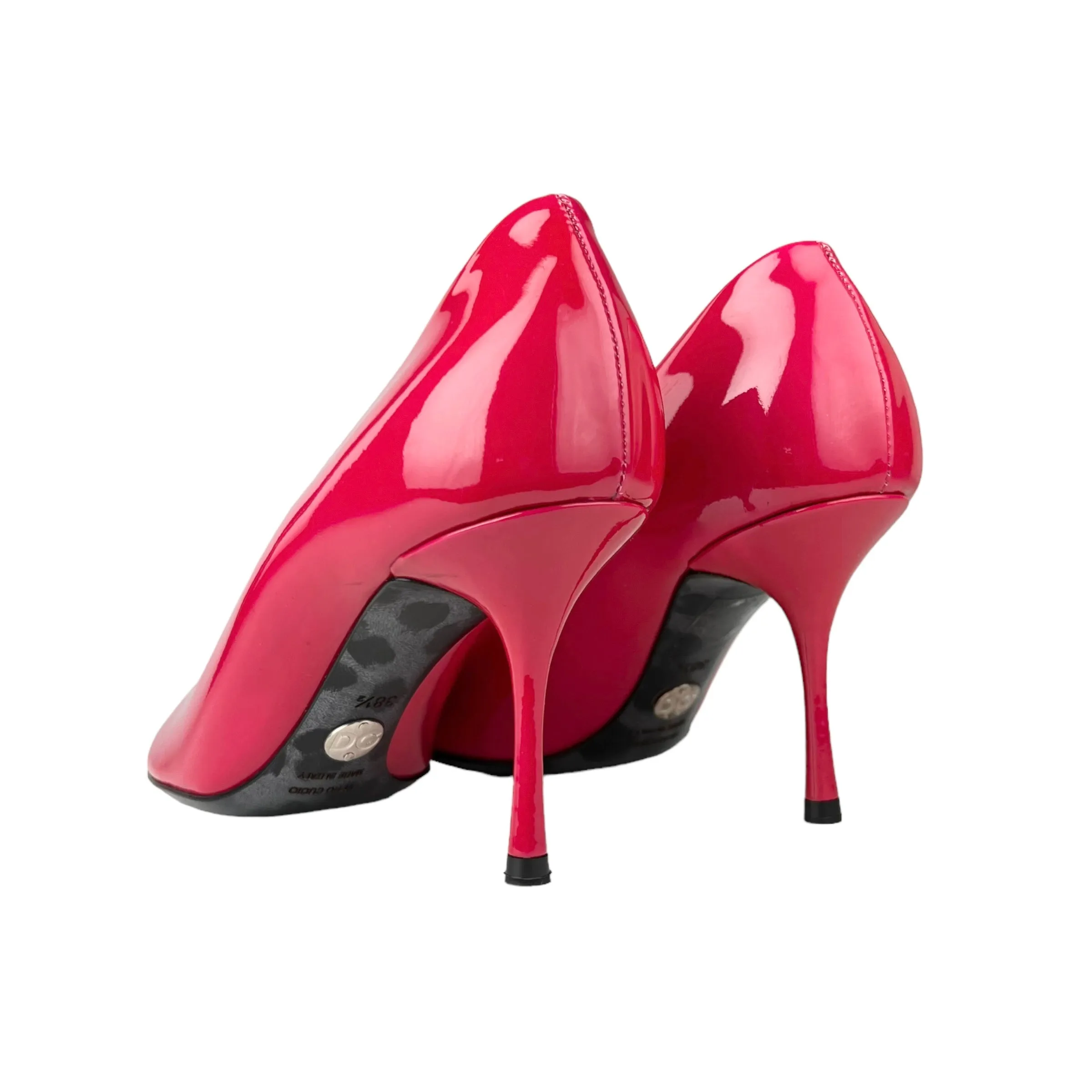 Dolce & Gabbana Hot Pink Patent Leather Peep Toe Pumps