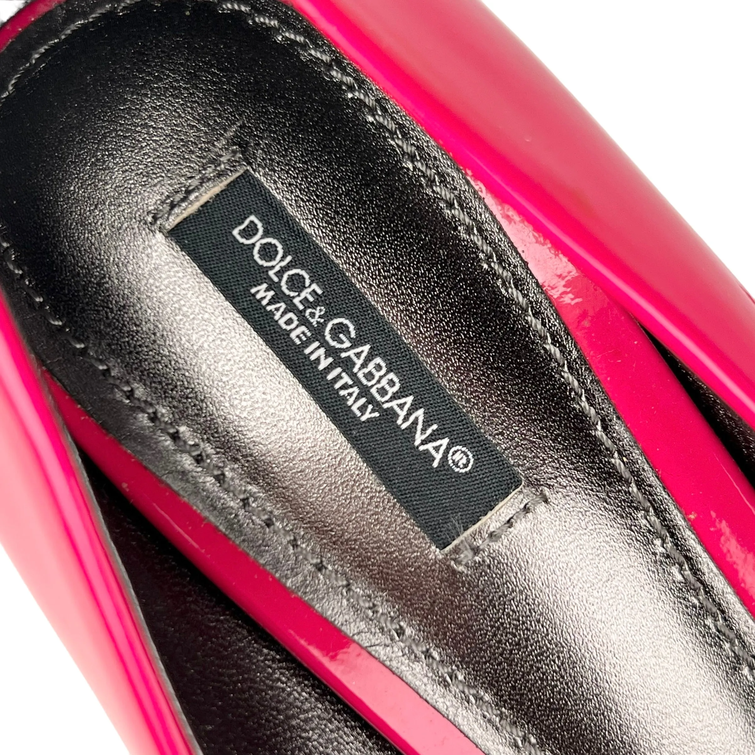 Dolce & Gabbana Hot Pink Patent Leather Peep Toe Pumps