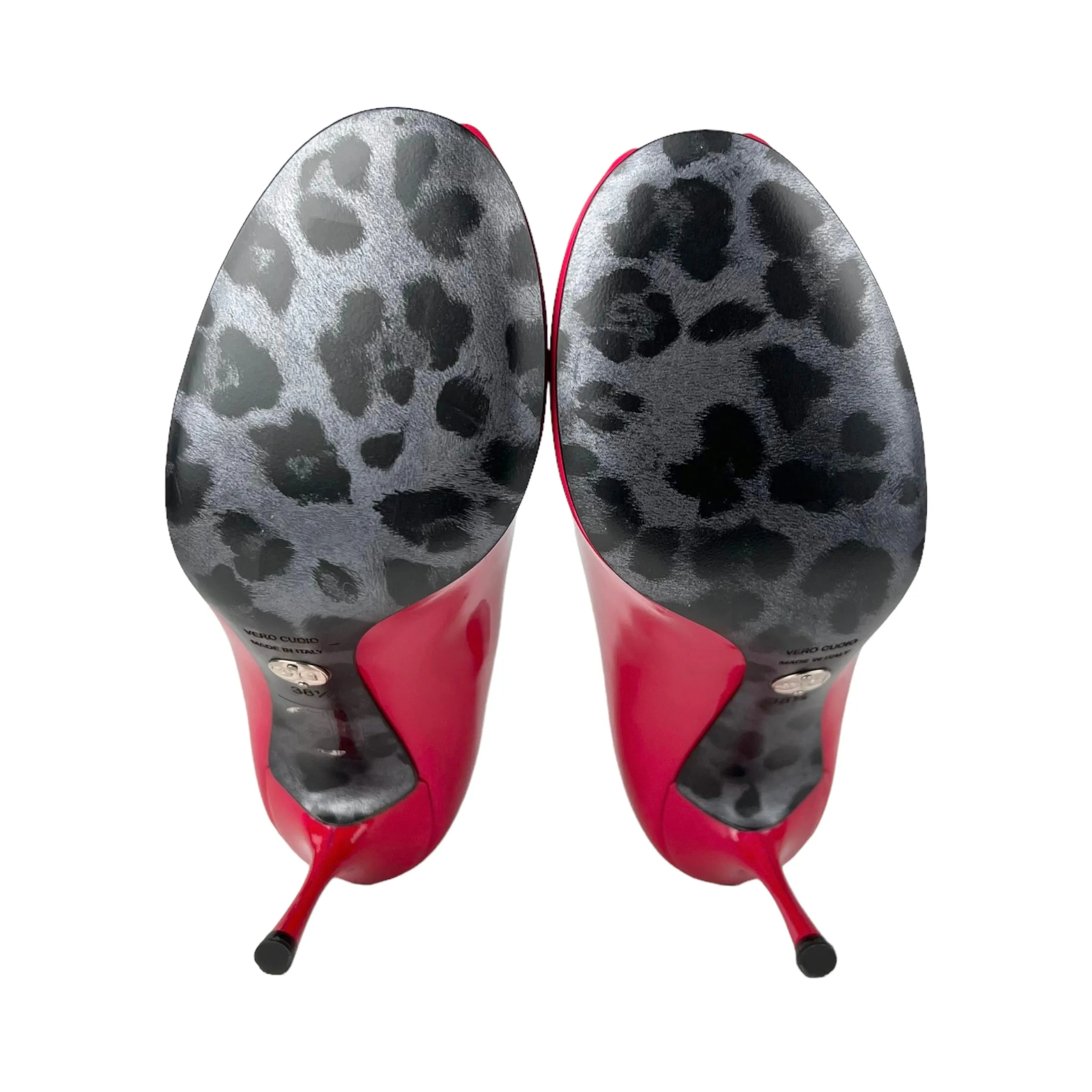 Dolce & Gabbana Hot Pink Patent Leather Peep Toe Pumps