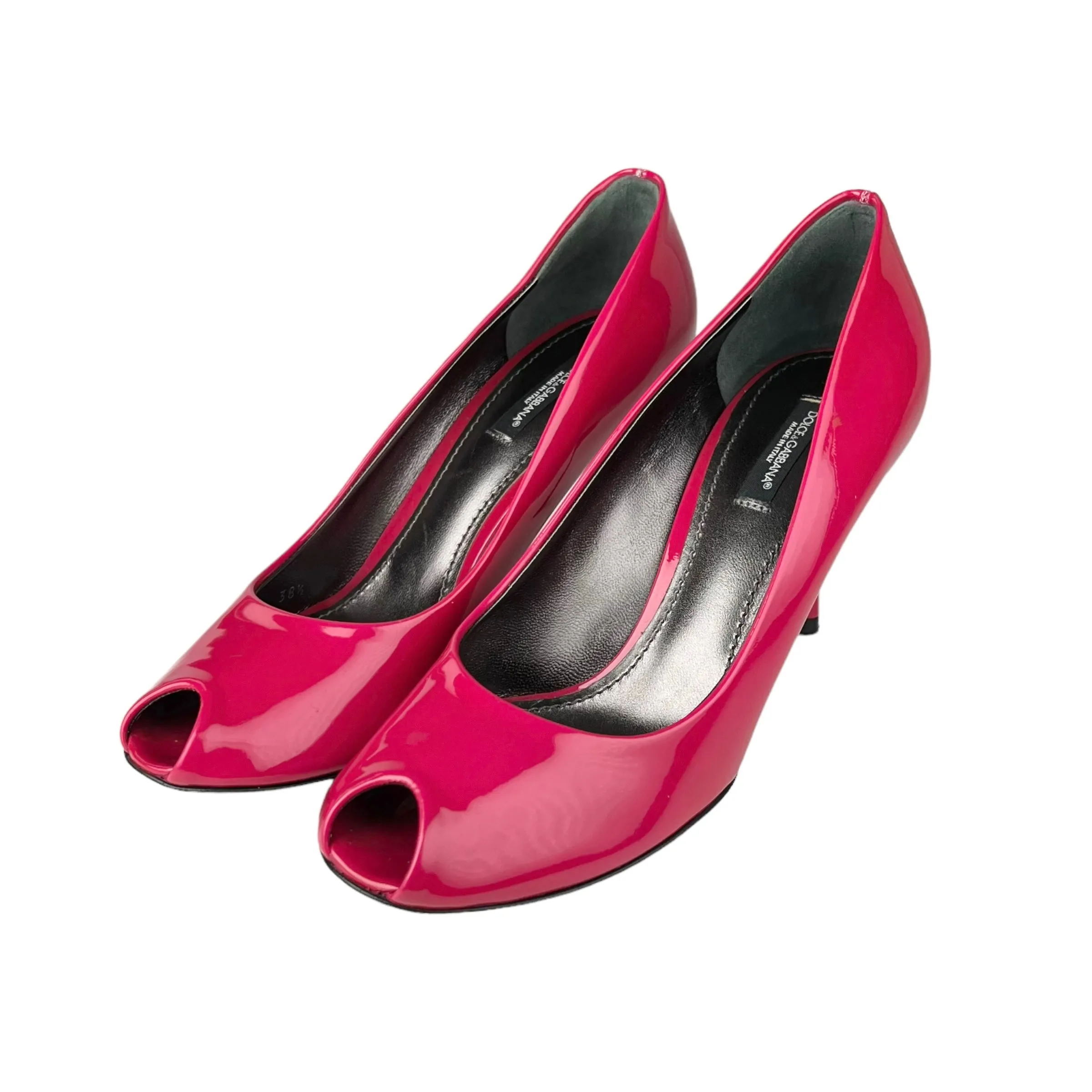 Dolce & Gabbana Hot Pink Patent Leather Peep Toe Pumps
