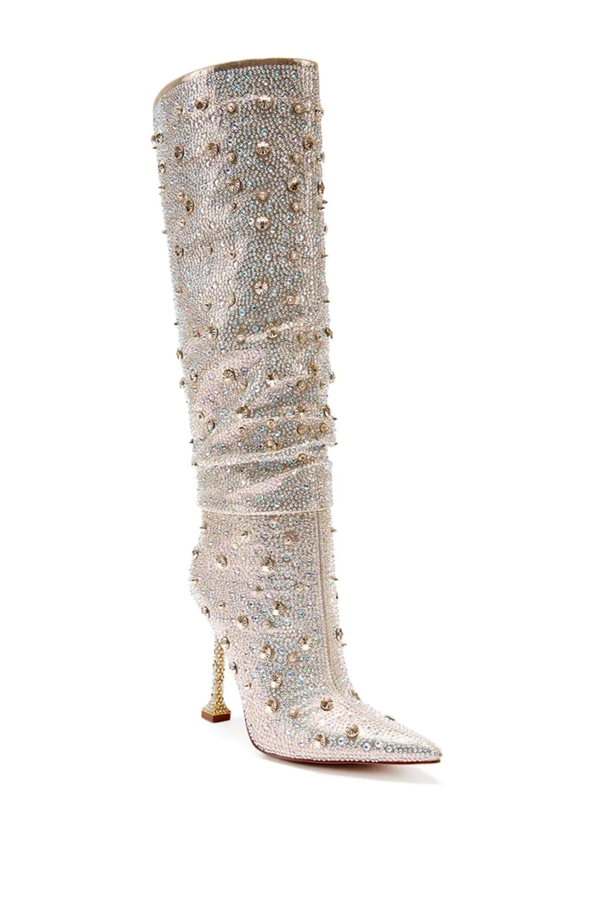 DOUGHTY-GOLD CRYSTAL KNEE-HIGH STILETTO BOOT