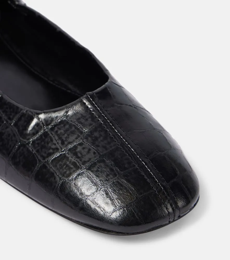 Dries Van Noten Croc-effect leather ballet flats