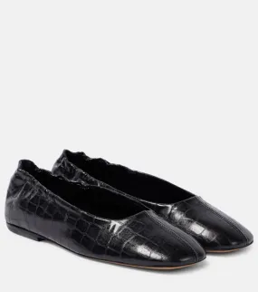 Dries Van Noten Croc-effect leather ballet flats