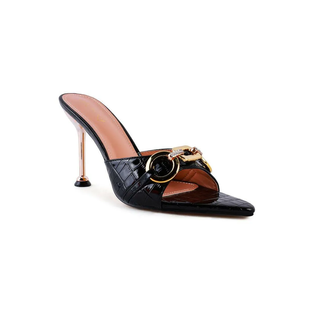 Drippin Hot Faux Croc Patent Sandals