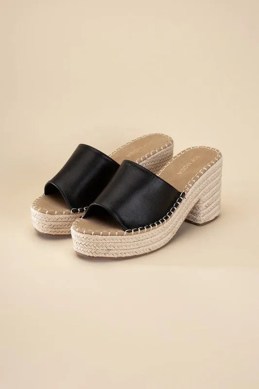 espardrille block heel mules
