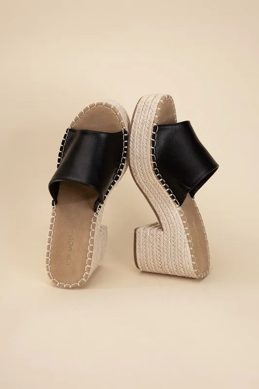 espardrille block heel mules