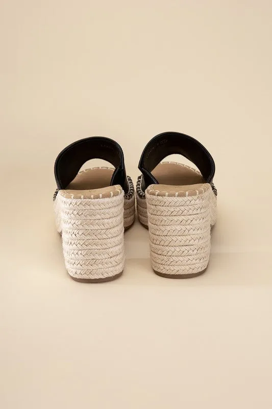 espardrille block heel mules