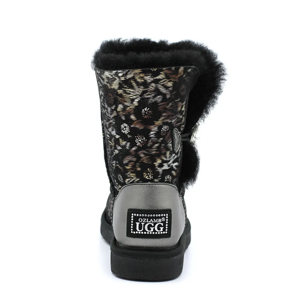 Farida Crystal Medium Ugg Boot - Black