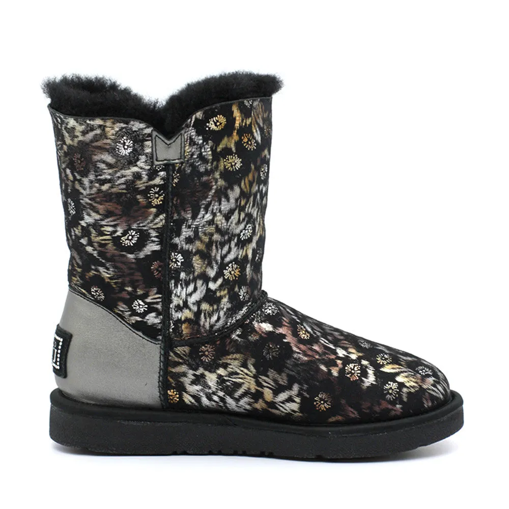Farida Crystal Medium Ugg Boot - Black