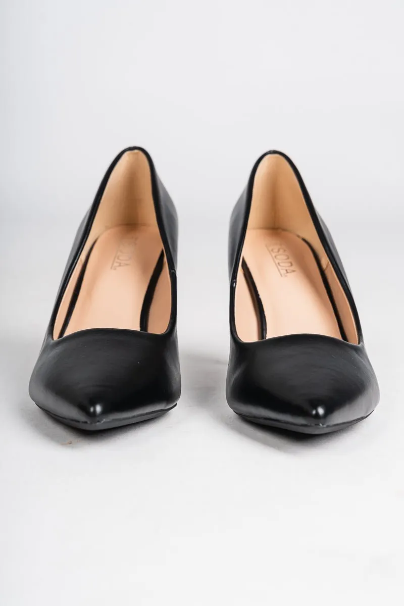 Florian pointed toe kitten heel black