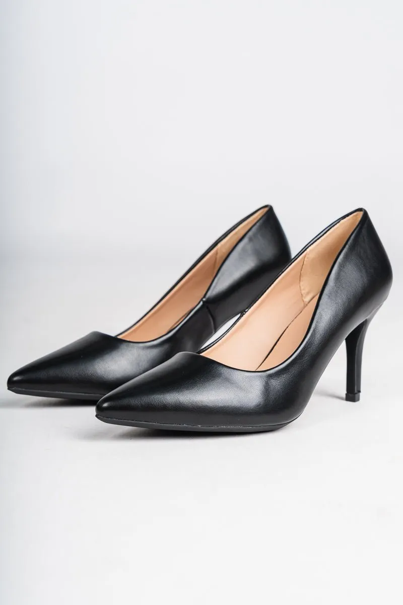Florian pointed toe kitten heel black