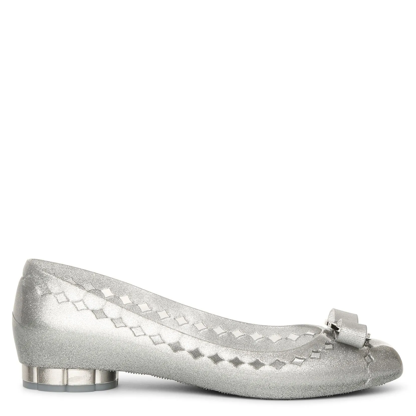 Flower heel jelly ballet flats