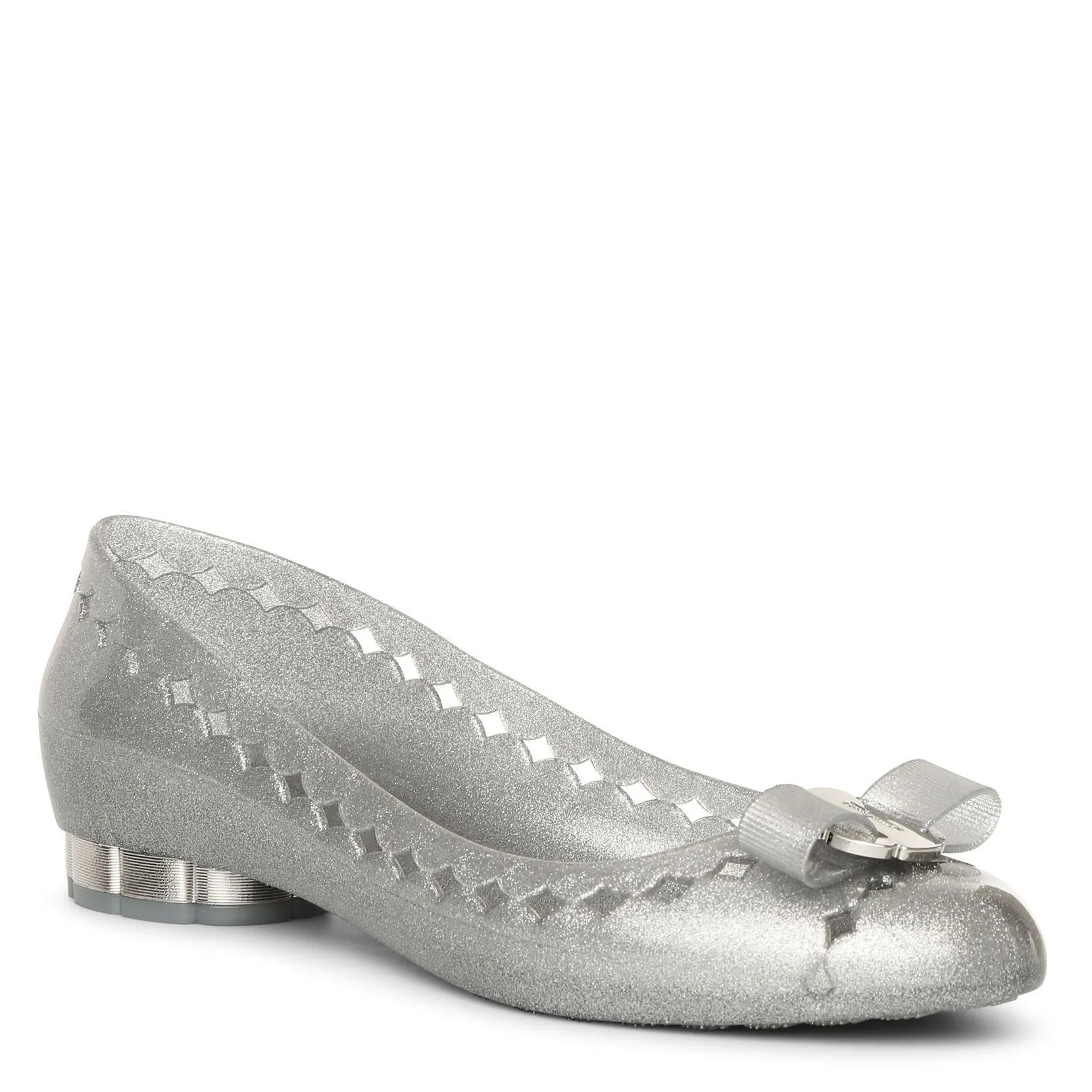 Flower heel jelly ballet flats