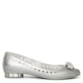 Flower heel jelly ballet flats