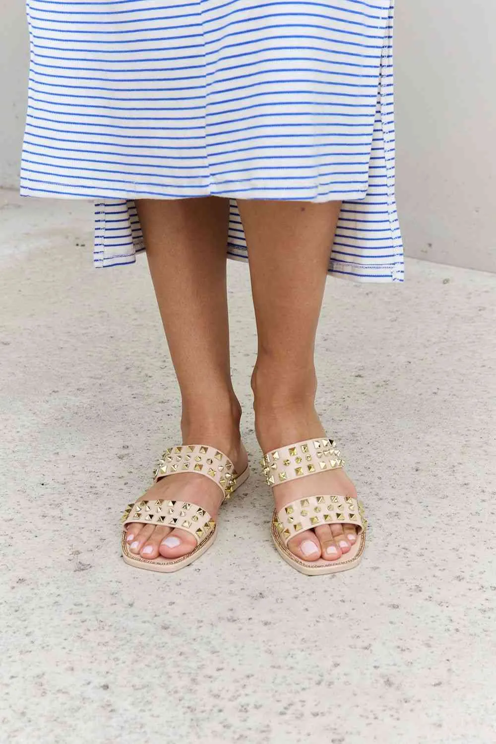 Forever Link Studded Double Strap Slide Jelly Sandal