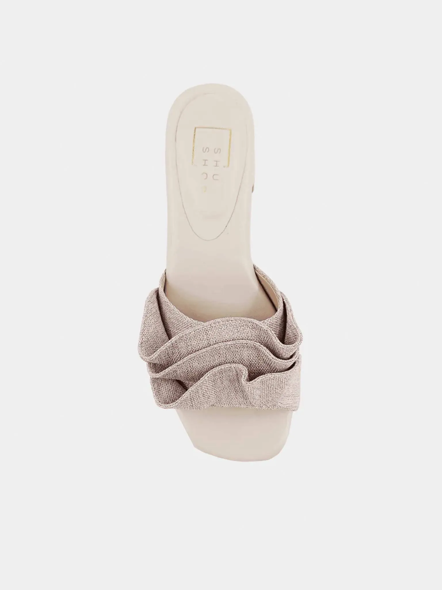 Frances Ruched Block Heel in Natural