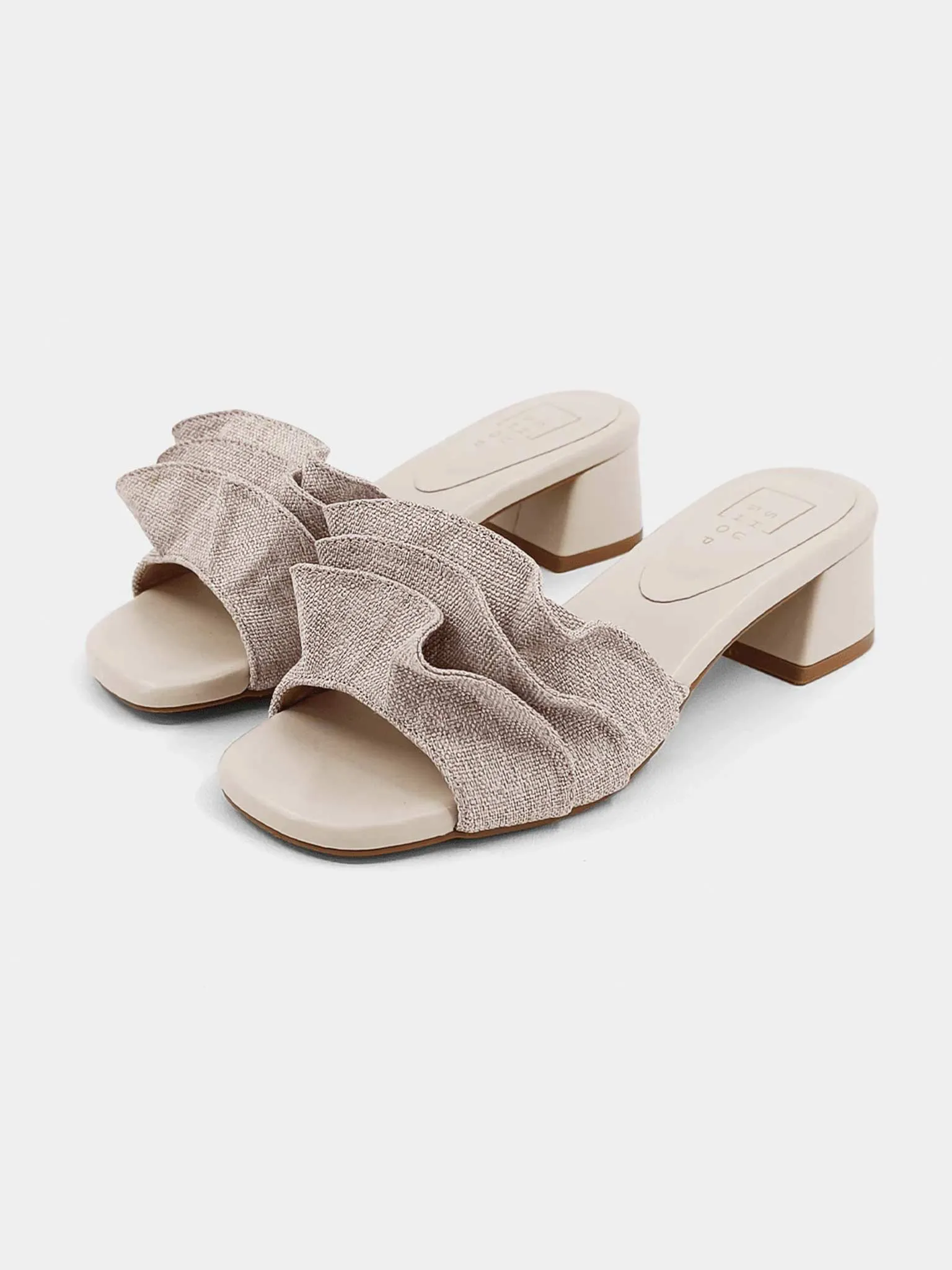 Frances Ruched Block Heel in Natural
