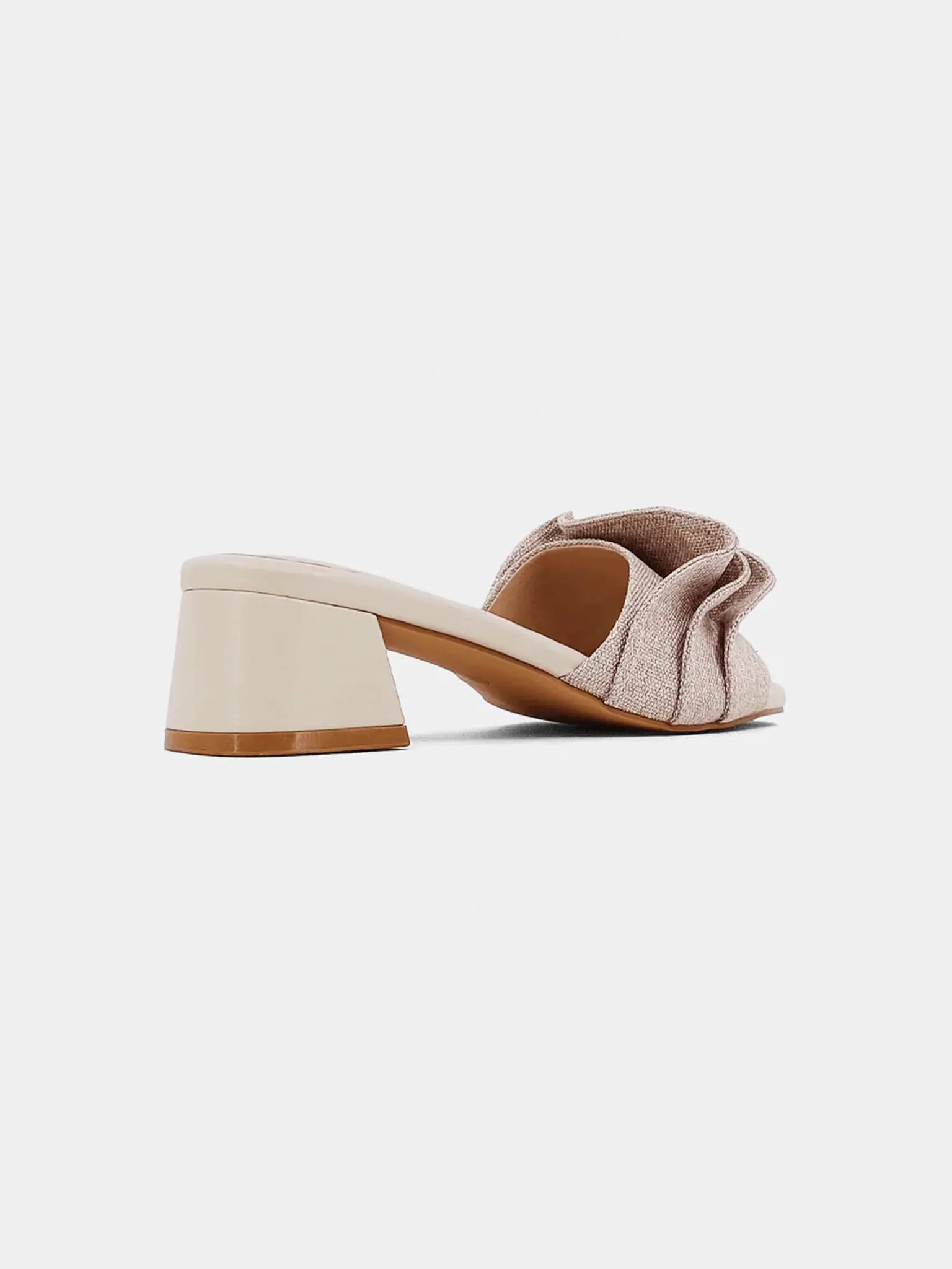 Frances Ruched Block Heel in Natural