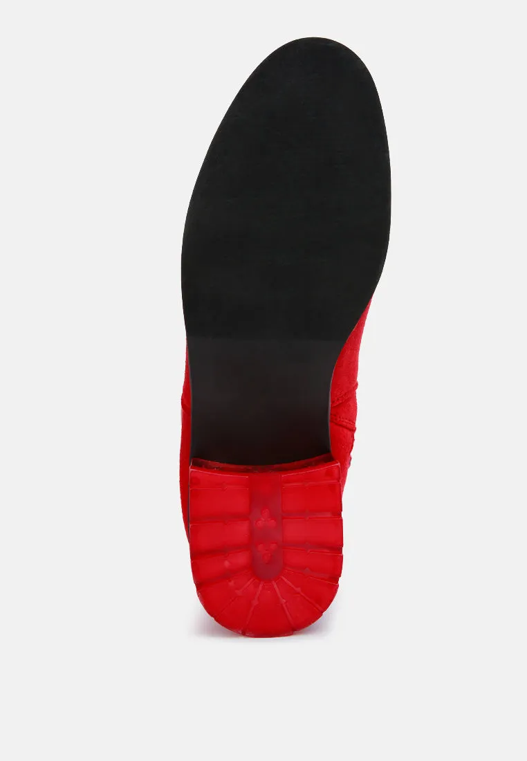francesca tassels detail short heel calf boot