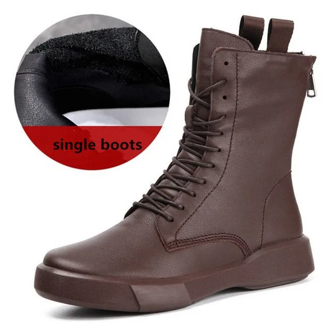 Genuine Leather Boots Women Winter Boots
