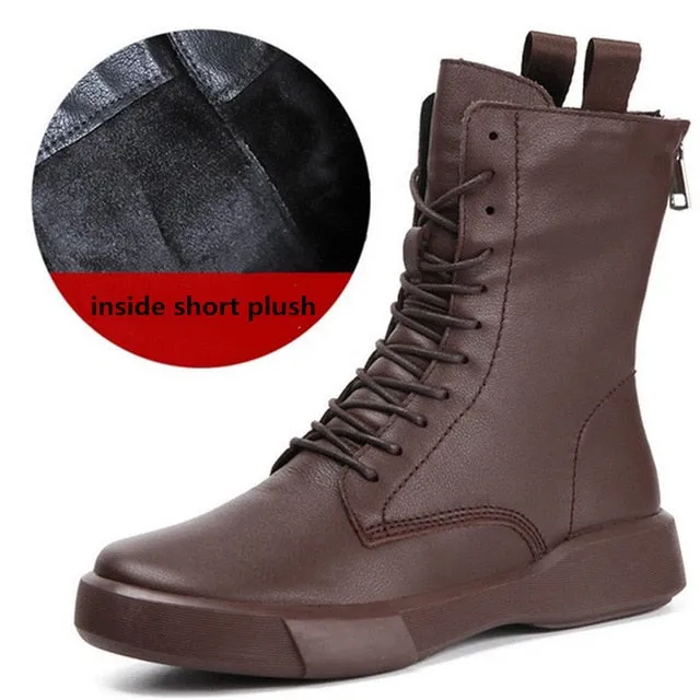 Genuine Leather Boots Women Winter Boots