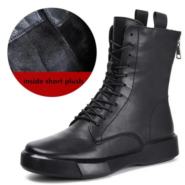 Genuine Leather Boots Women Winter Boots