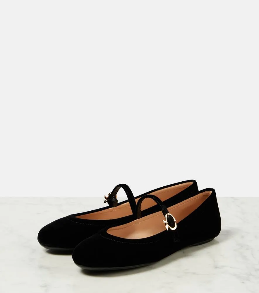 Gianvito Rossi Carla velvet ballet flats