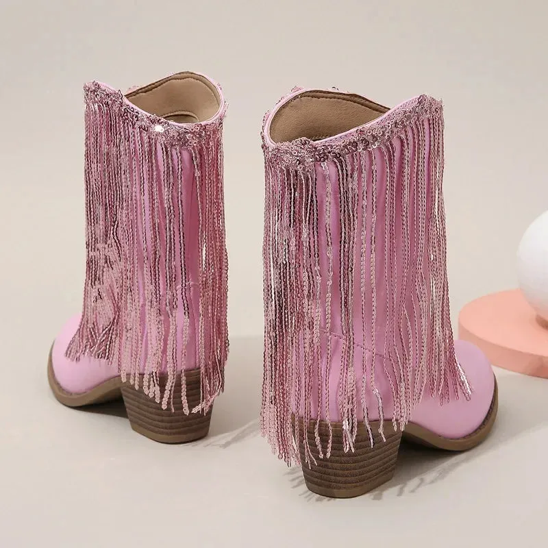 Girls Rhinestones short cowboy boots swifties fashion