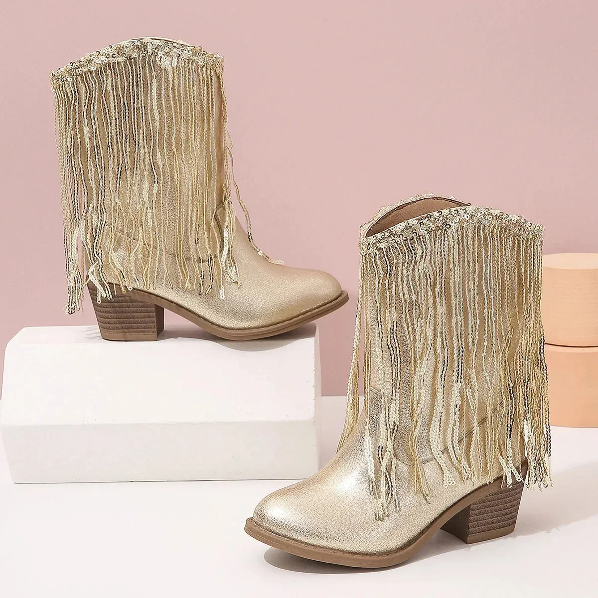 Girls Rhinestones short cowboy boots swifties fashion