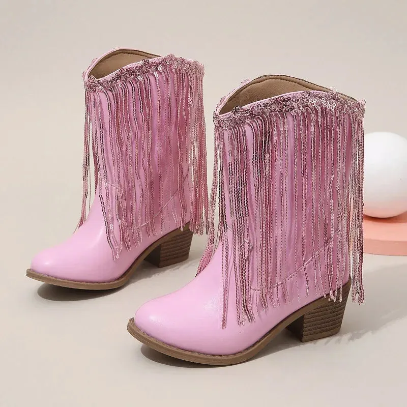 Girls Rhinestones short cowboy boots swifties fashion