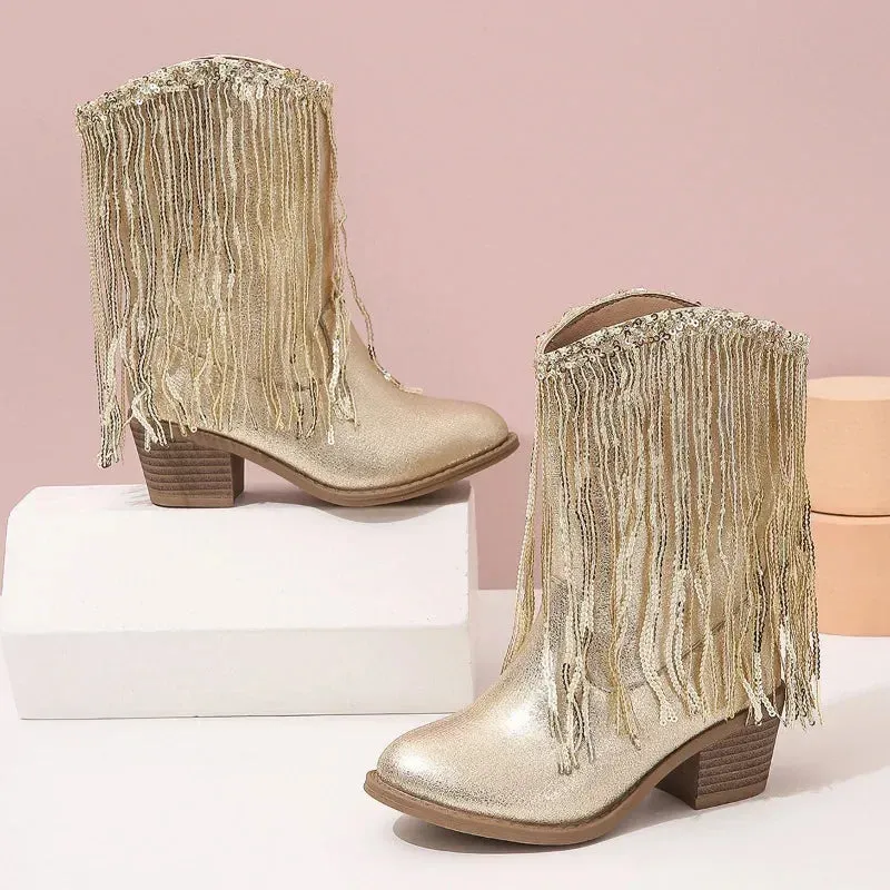 Girls Rhinestones short cowboy boots swifties fashion