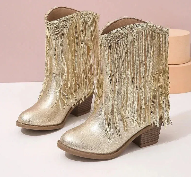 Girls Rhinestones short cowboy boots swifties fashion