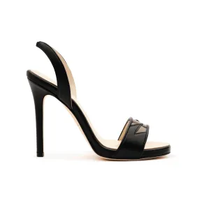 Giselle Open Toe Sling Back Heels in Black