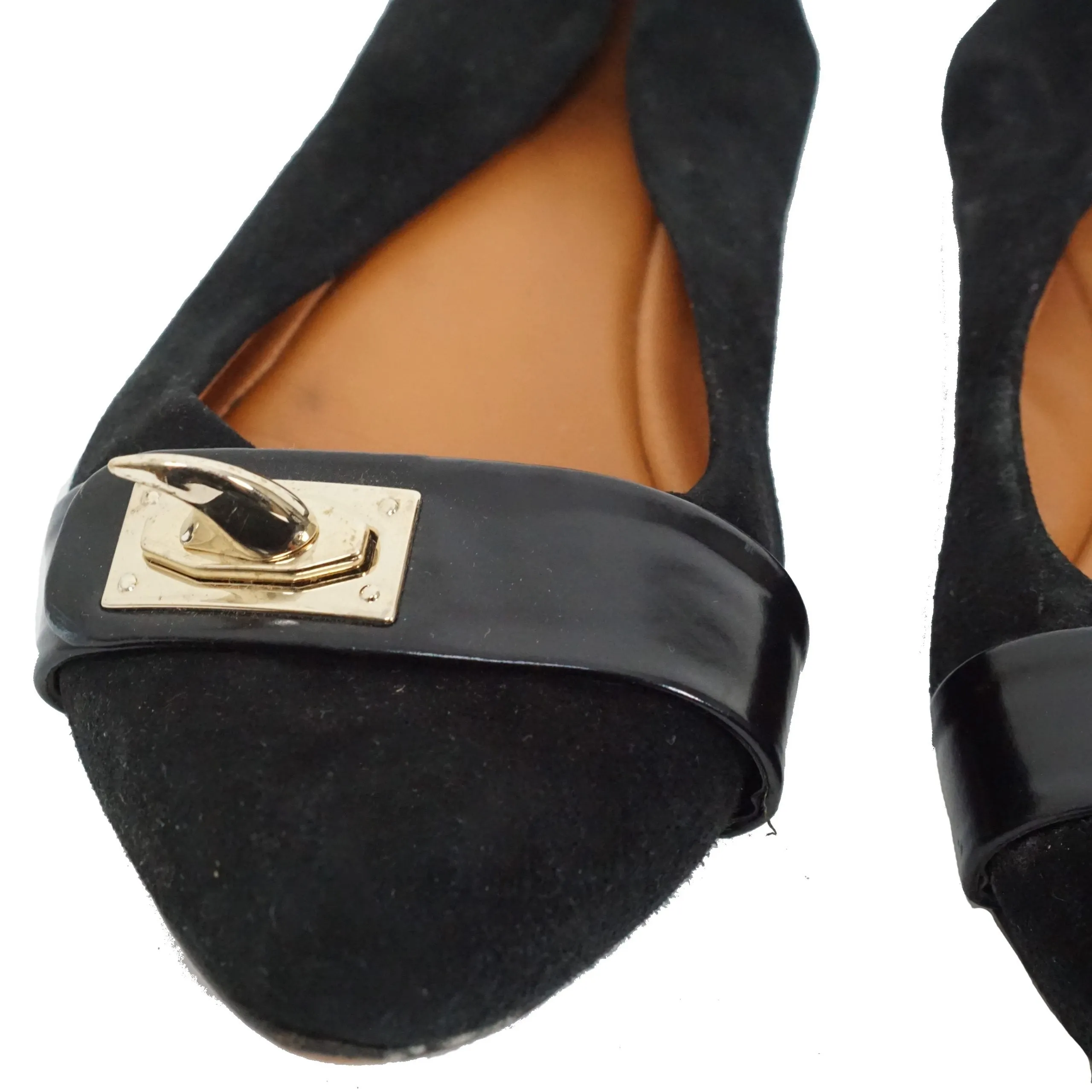 GIVENCHY Gold Hardware Suede Flats Shoes