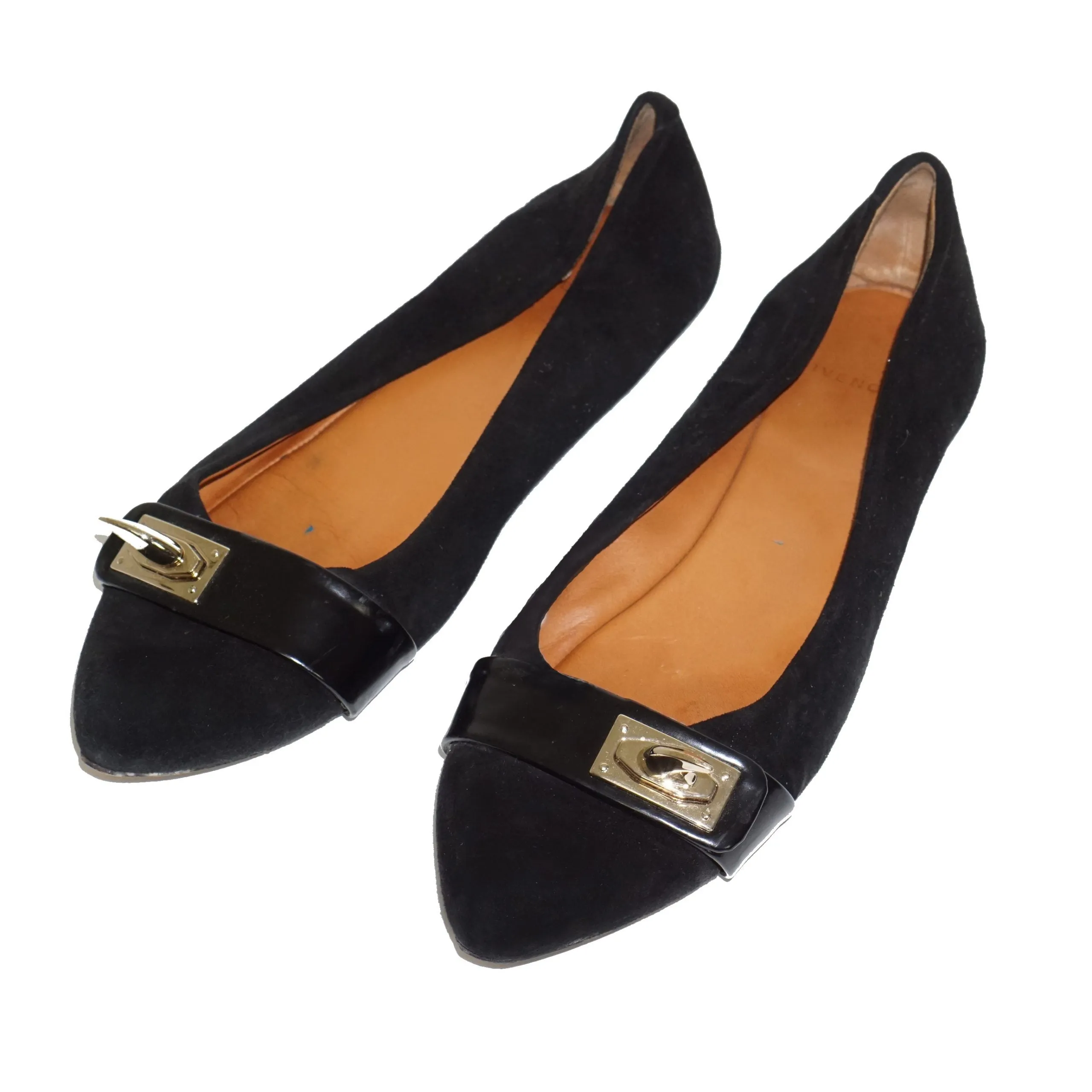 GIVENCHY Gold Hardware Suede Flats Shoes