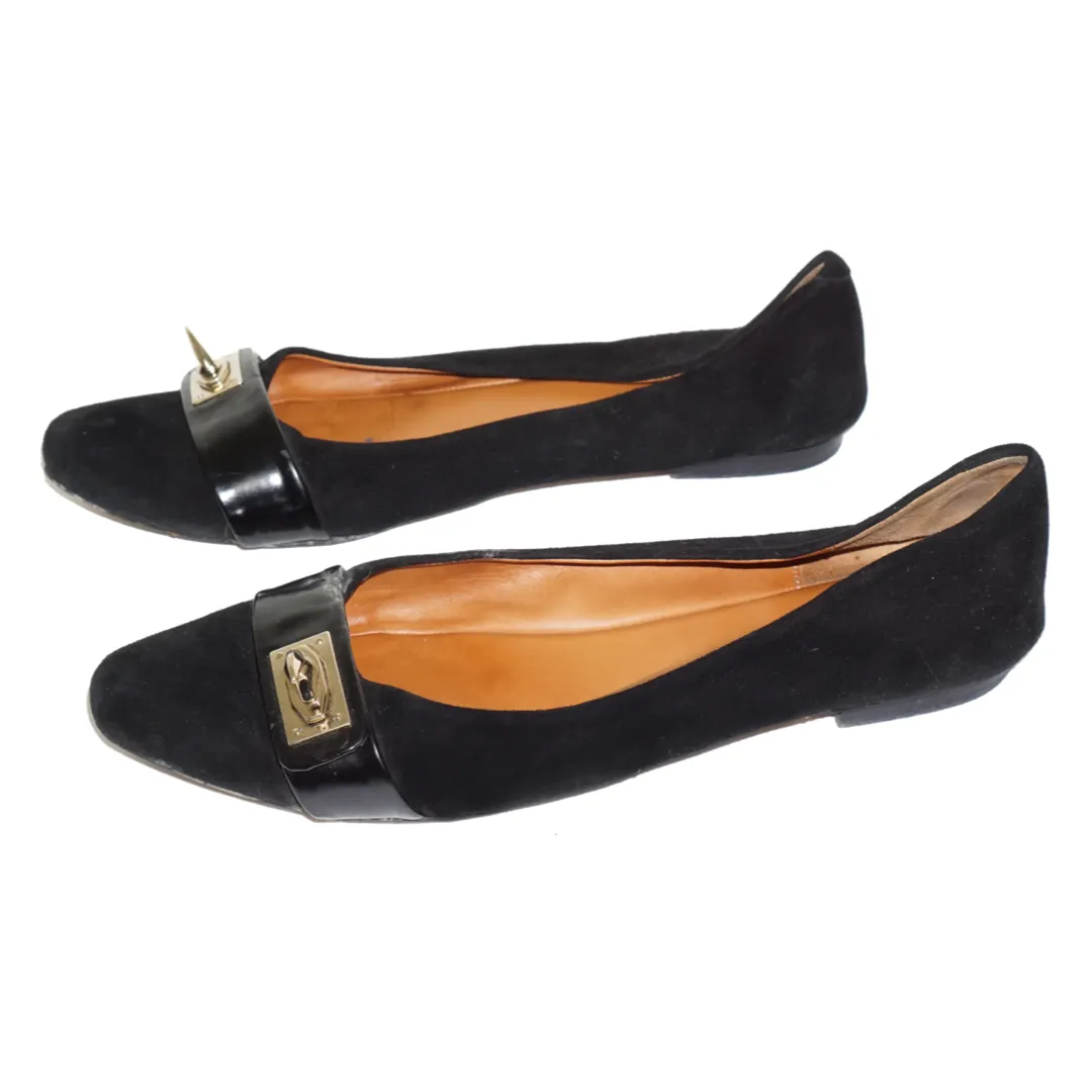 GIVENCHY Gold Hardware Suede Flats Shoes