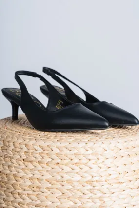 Grazia pointed toe kitten heel black