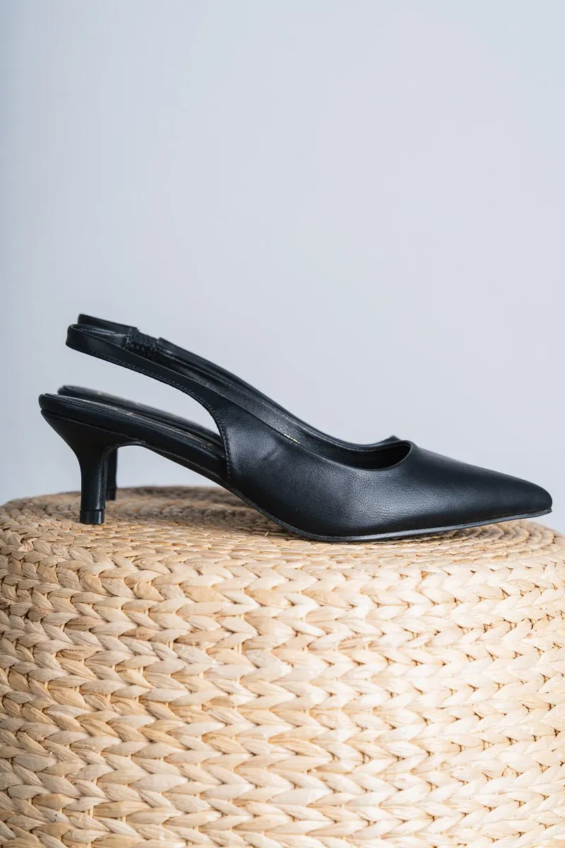 Grazia pointed toe kitten heel black